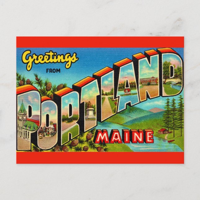 Vintage Portland Maine  Postcard (Front)