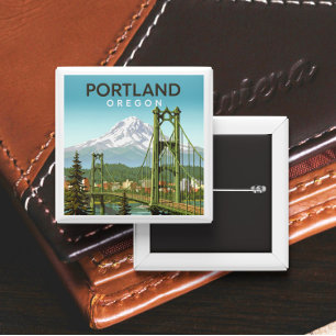Vintage Portland Oregon 15 Cm Square Badge