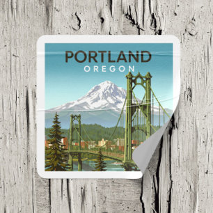 Vintage Portland Oregon Square Sticker