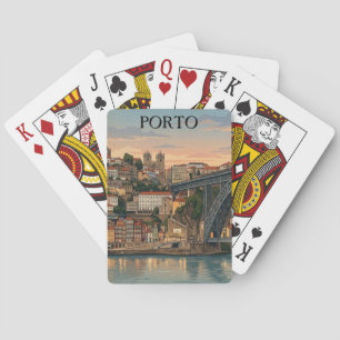 Vintage Porto Portugal City Illustration Travel Playing Cards