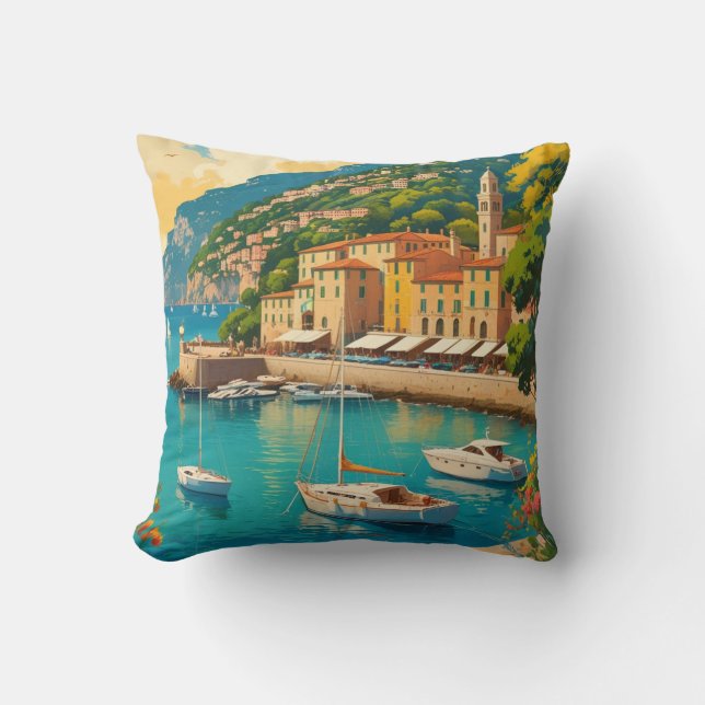 Vintage Portofino Genova Italy Cushion (Front)