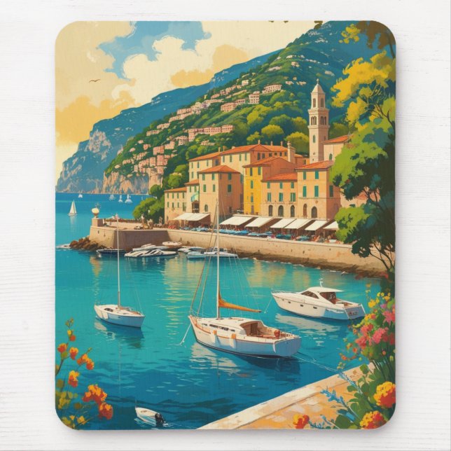 Vintage Portofino Genova Italy Mouse Mat (Front)