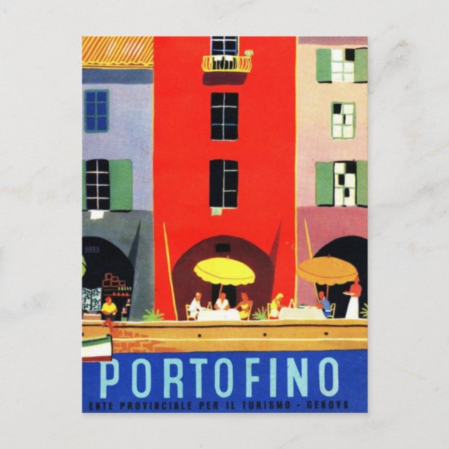 Vintage Portofino Genova Italy Postcard (Front)