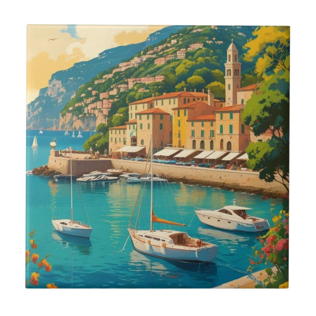 Vintage Portofino Genova Italy Tile (Front)