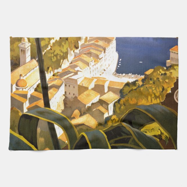 Vintage Portofino Italy Tea Towel (Horizontal)