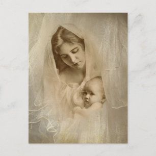 Vintage Portrait, Loving Mother Holding Baby Child Postcard
