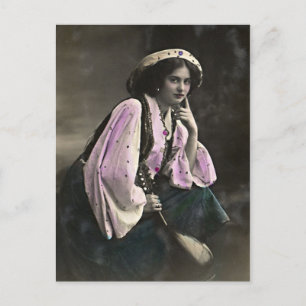 Vintage Portrait of a Gypsy Girl Postcard
