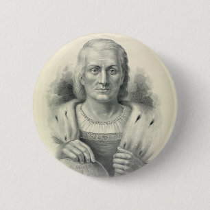 Vintage Portrait of Christopher Columbus 6 Cm Round Badge