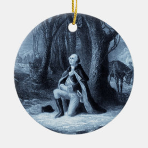Vintage Portrait of George Washington Praying Ceramic Tree Decoration
