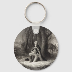 Vintage Portrait of George Washington Praying Key Ring