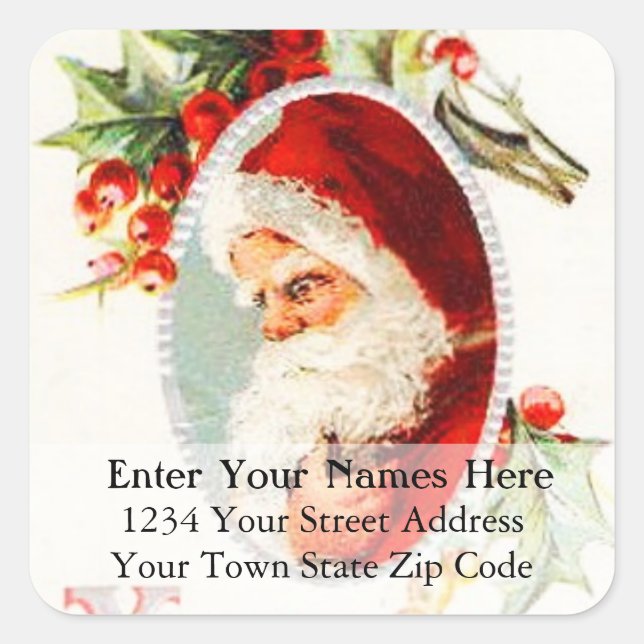 Vintage Portrait of Santa Christmas Address Label (Front)