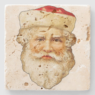 Vintage Portrait of Santa Claus Christmas Stone Coaster