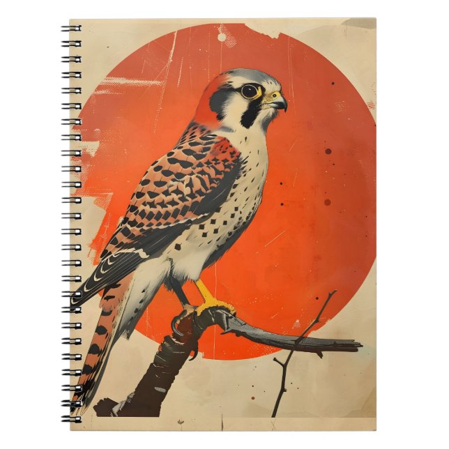 Vintage Portrait of the American Kestrel Notebook (Front)