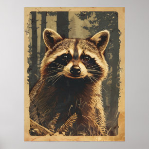 Vintage Portrait of the Racoon Poster