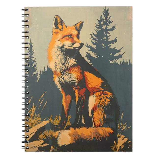 Vintage Portrait of the Red Fox Notebook (Front)
