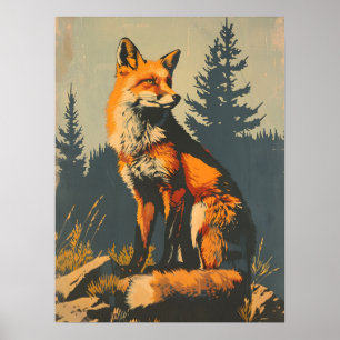 Vintage Portrait of the Red Fox Poster