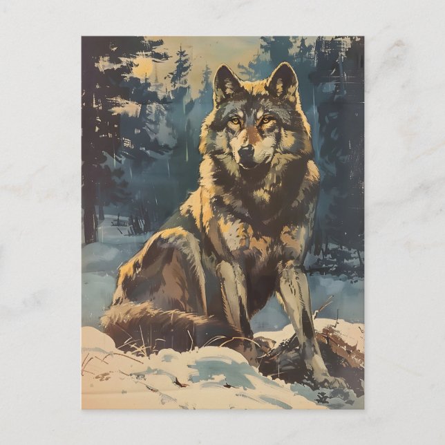 Vintage Portrait of the Wolf Postcard (Front)