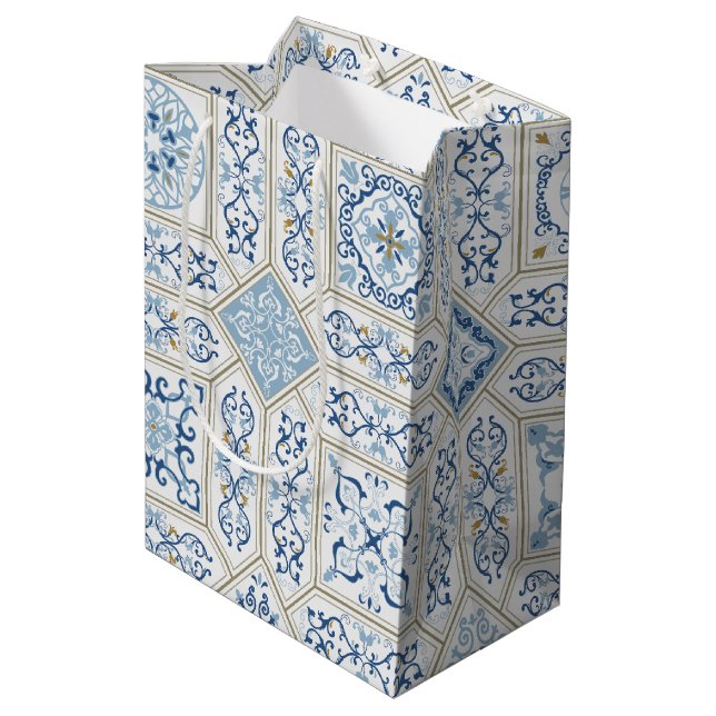 Vintage Portugal Azulejo traditional Medium Gift Bag (Back Angled)