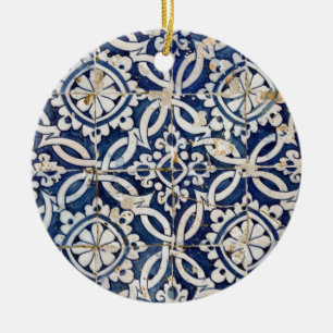 Vintage Portuguese Azulejo Ceramic Tree Decoration