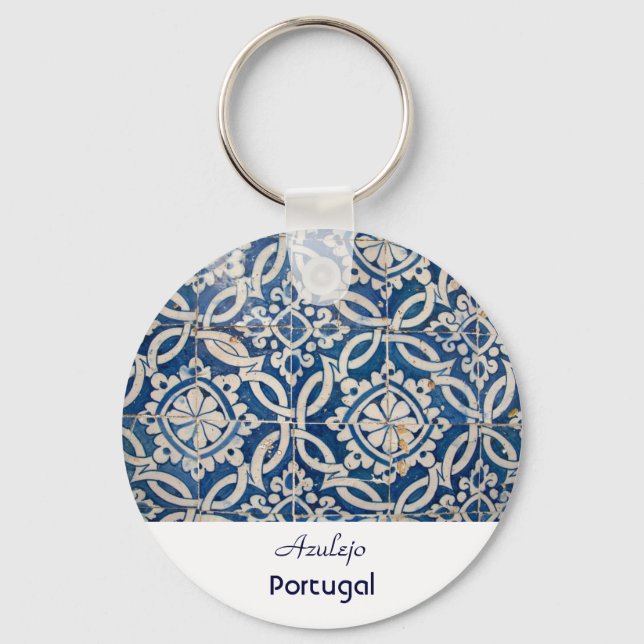 Vintage portuguese azulejo key ring (Front)