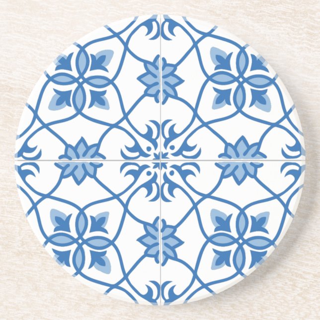 Vintage Portuguese Azulejo Tile Pattern Coaster (Front)