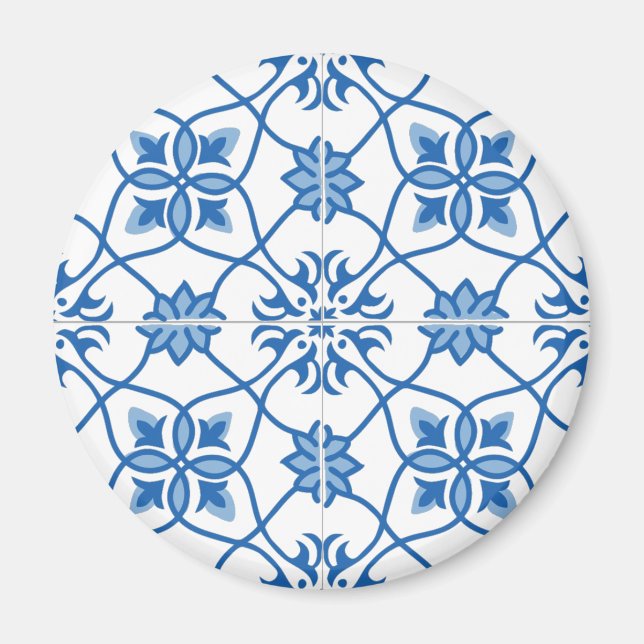 Vintage Portuguese Azulejo Tile Pattern Magnet (Front)