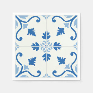 Vintage Portuguese Azulejo Tile Pattern Napkin