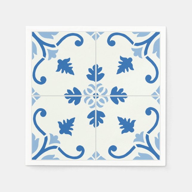 Vintage Portuguese Azulejo Tile Pattern Napkin (Front)