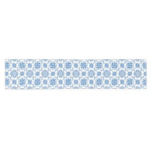 Vintage Portuguese Azulejo Tile Pattern Short Table Runner