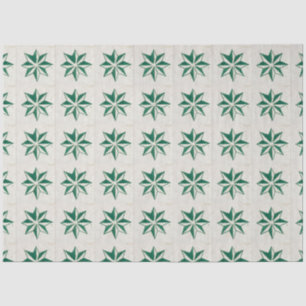 Vintage Portuguese Azulejos Star Green Decoupage Tissue Paper