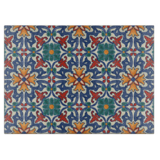 Vintage Portuguese Azulejos Tile Pattern Cutting Board