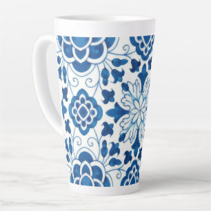 Vintage Portuguese Blue Azulejos Tile Pattern Latte Mug
