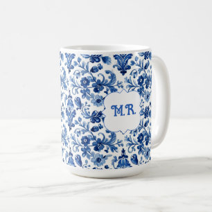 Vintage Portuguese Blue Floral Tile Coffee Mug