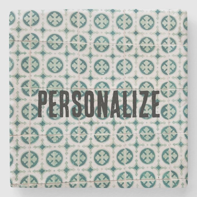 Vintage Portuguese Tile Stone Coaster (Front)