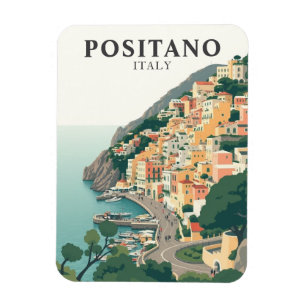 Vintage Positano Italy Town Travel Magnet