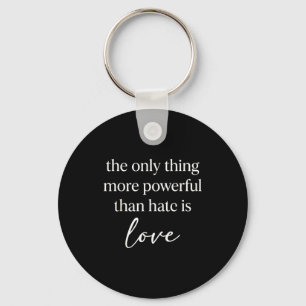 Vintage positive vibes love conquers hate quote key ring