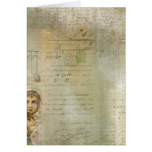 Vintage Post and Little Girl Script Collage