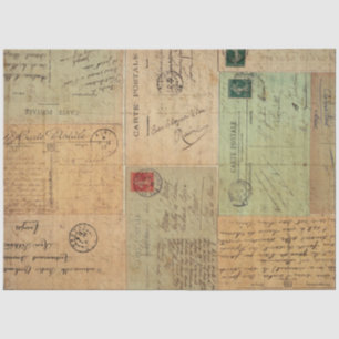 Vintage Post Card Collage Tissue Paper