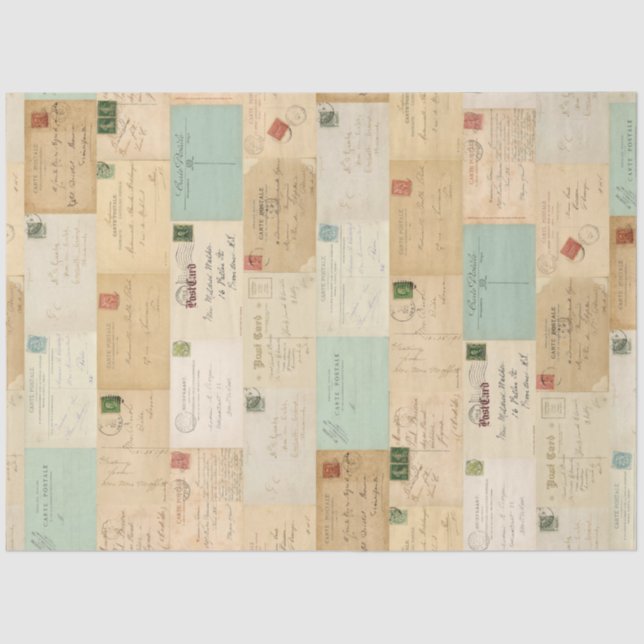 Vintage Post Card Ephemera Tissue Paper (Front)