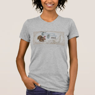 Vintage Post Card Thanksgiving Turkey T-Shirt