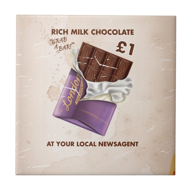 Vintage Post-War Chocolate Advertisement Tile (Front)