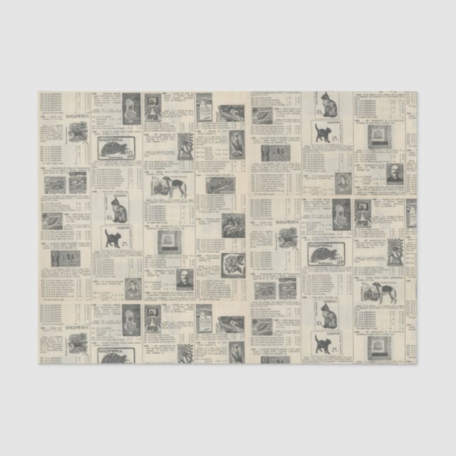 Vintage Postage Stamp Advertisement Tissue Paper (Front)