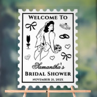 Vintage Postage Stamp Bridal Shower Welcome