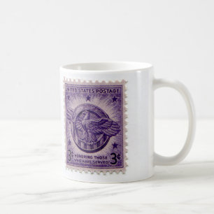 Vintage Postage Stamp Coffee Cup