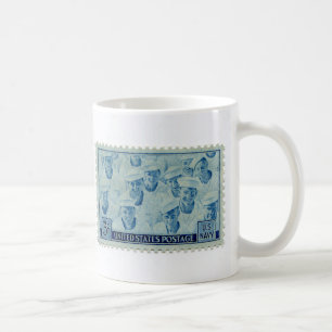 Vintage Postage Stamp Coffee Cup