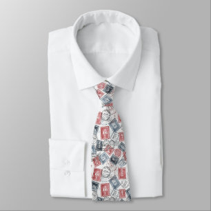 Vintage Postage Stamp Collage Pattern (1) Tie