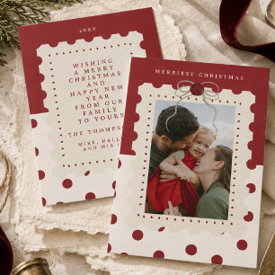 Vintage Postage Stamp Family Photo Christmas Holiday Card