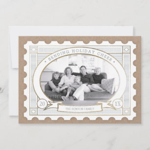 Vintage Postage Stamp Holiday Photo Card
