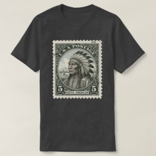 Vintage Postage Stamp Native American Chief T-Shirt