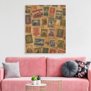 Vintage Postage Stamp Philatelic Ephemera Canvas Print